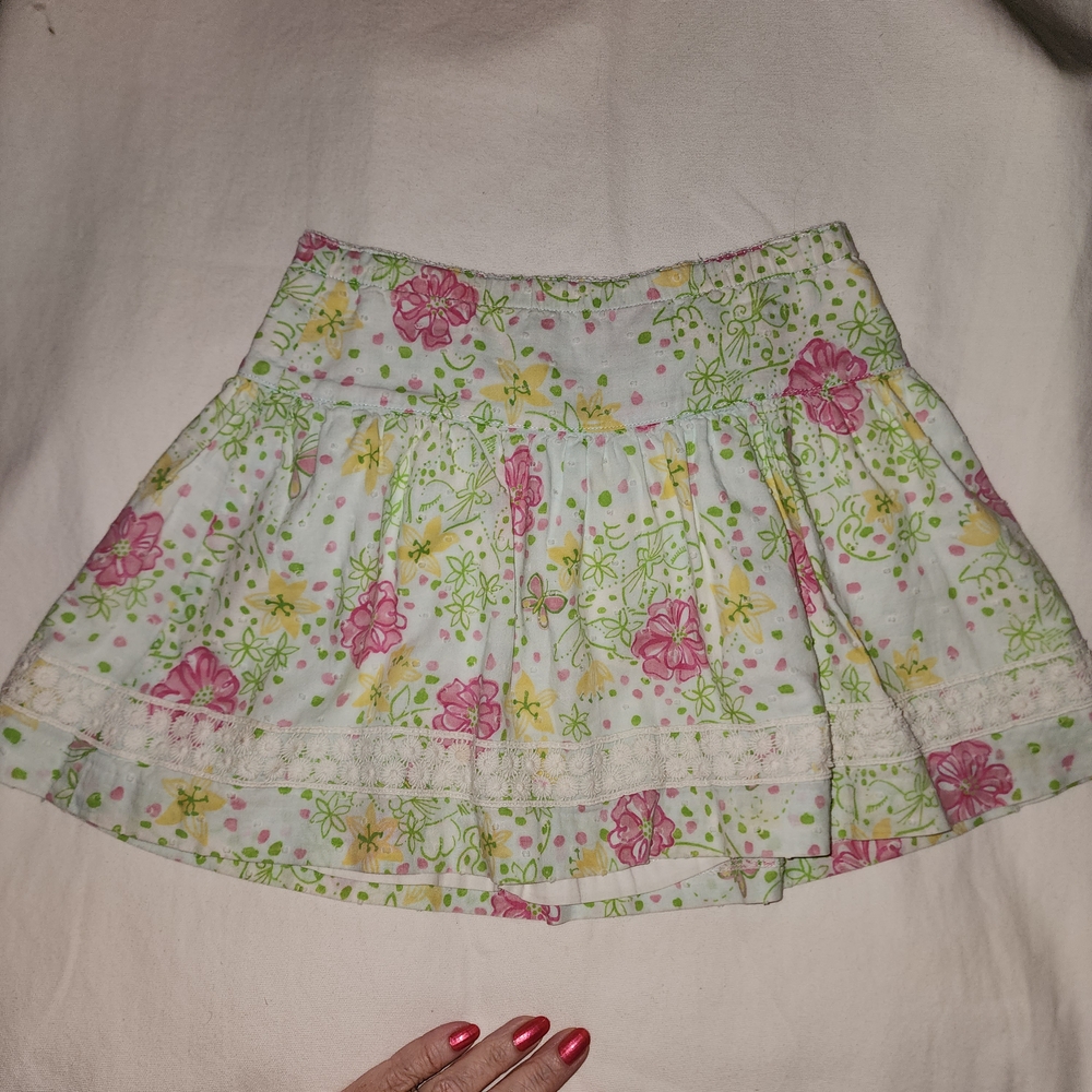 Lilly Pulitzer  "The Good Life" Print, Pink and Green Floral Kids Skirt